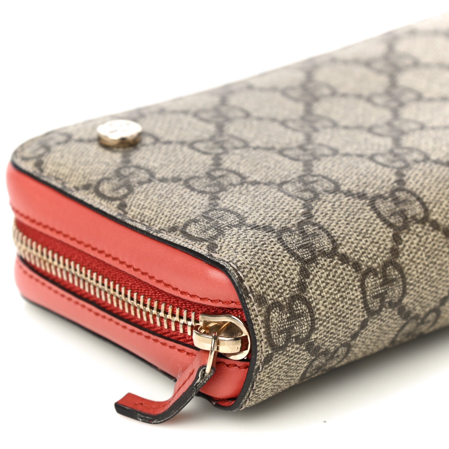 Gucci GG Supreme Monogram Zip Around Wallet Coral 5 of 10