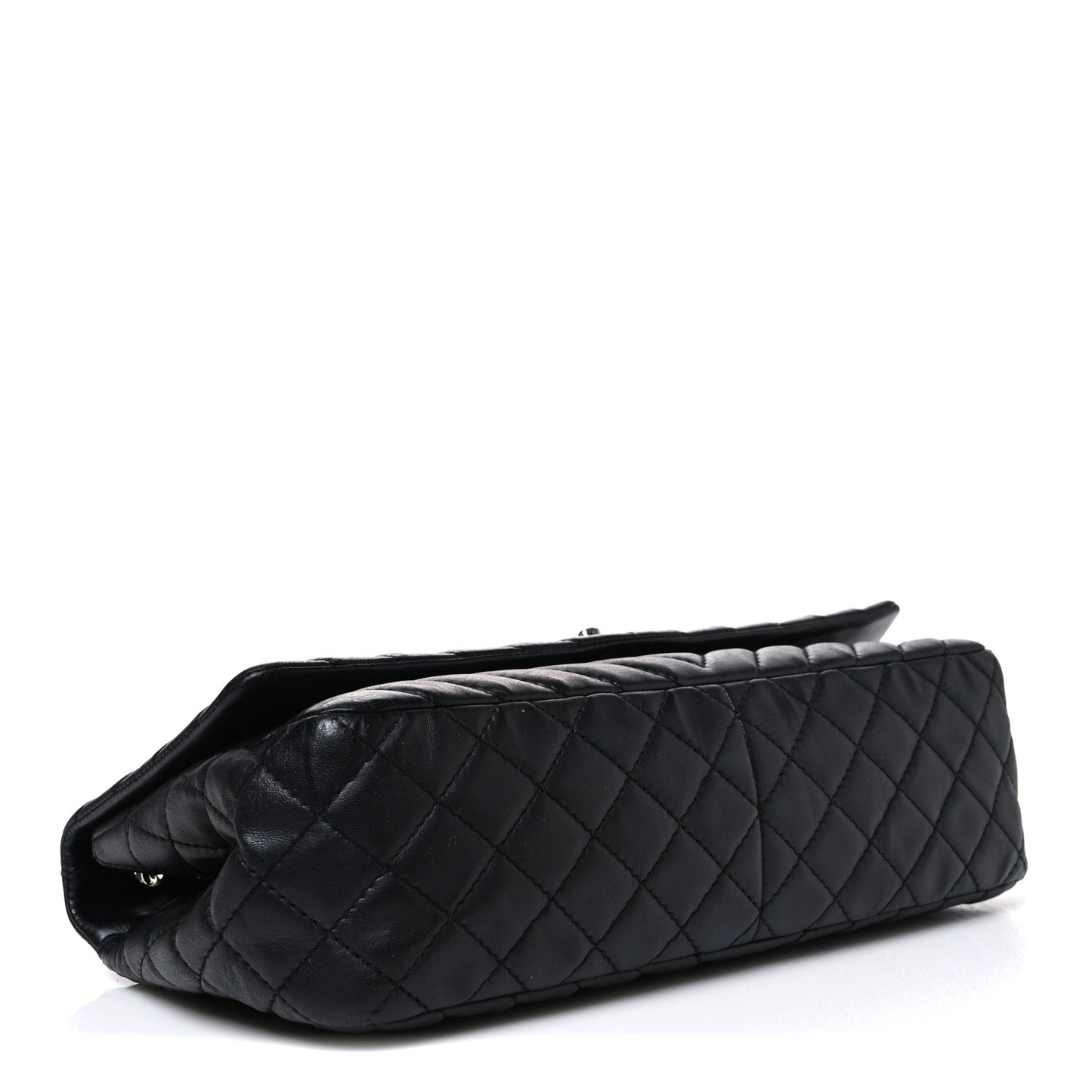 Lambskin Surpique Chevron Large Single Flap Black