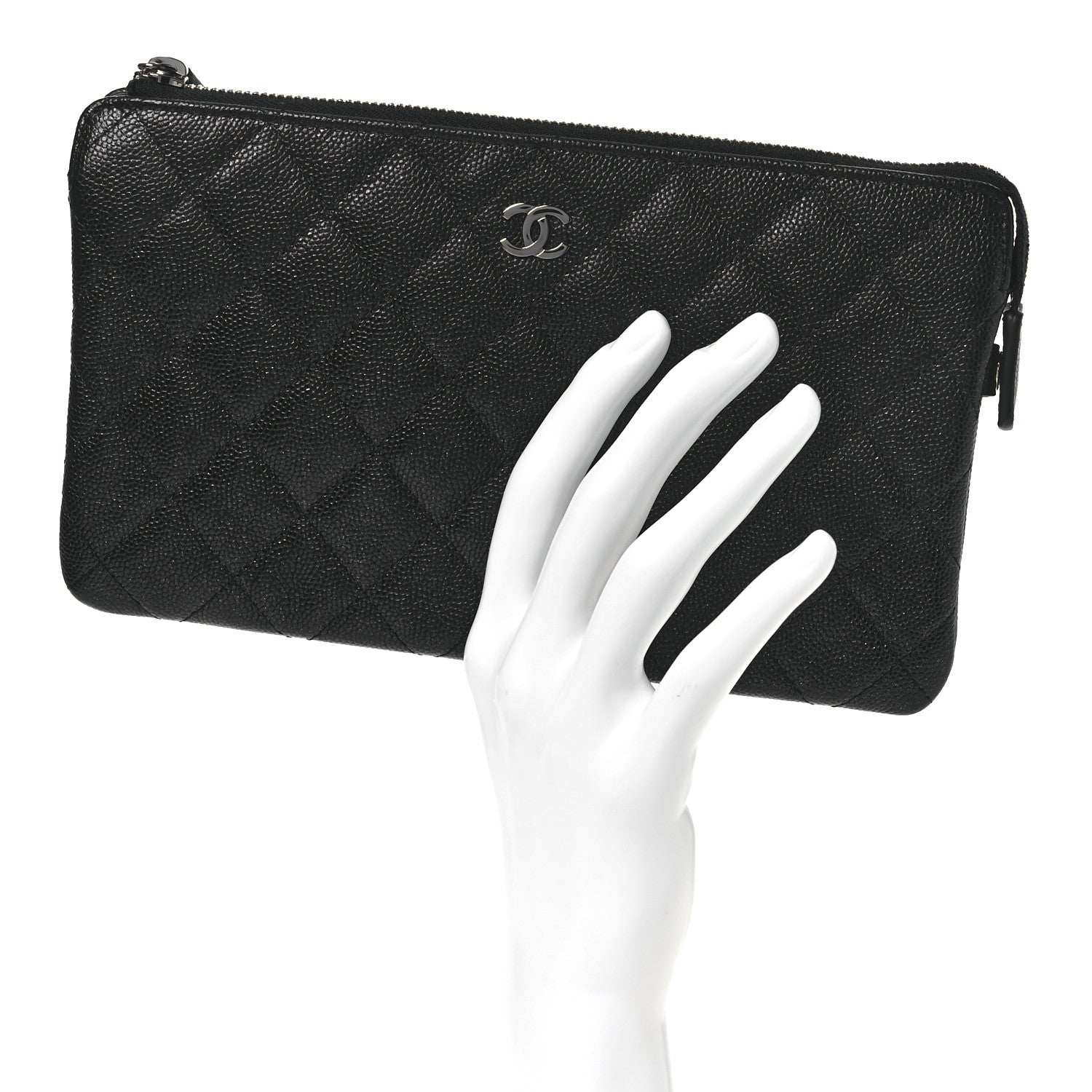 Chanel Iridescent Caviar Quilted Small Zipped Pouch Black 2 of 9