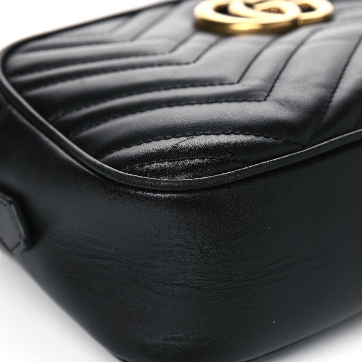 Gucci Calfskin Matelasse Small GG Marmont Chain Shoulder Bag Black 7 of 10