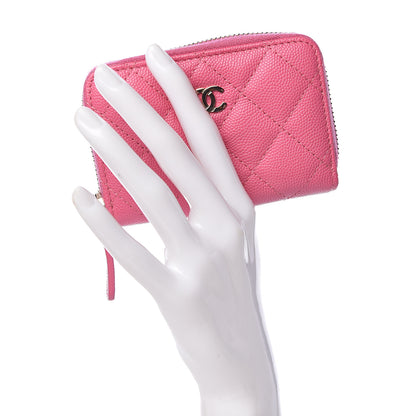 Chanel Caviar Quilted Zip Coin Purse Pink 2 of 9