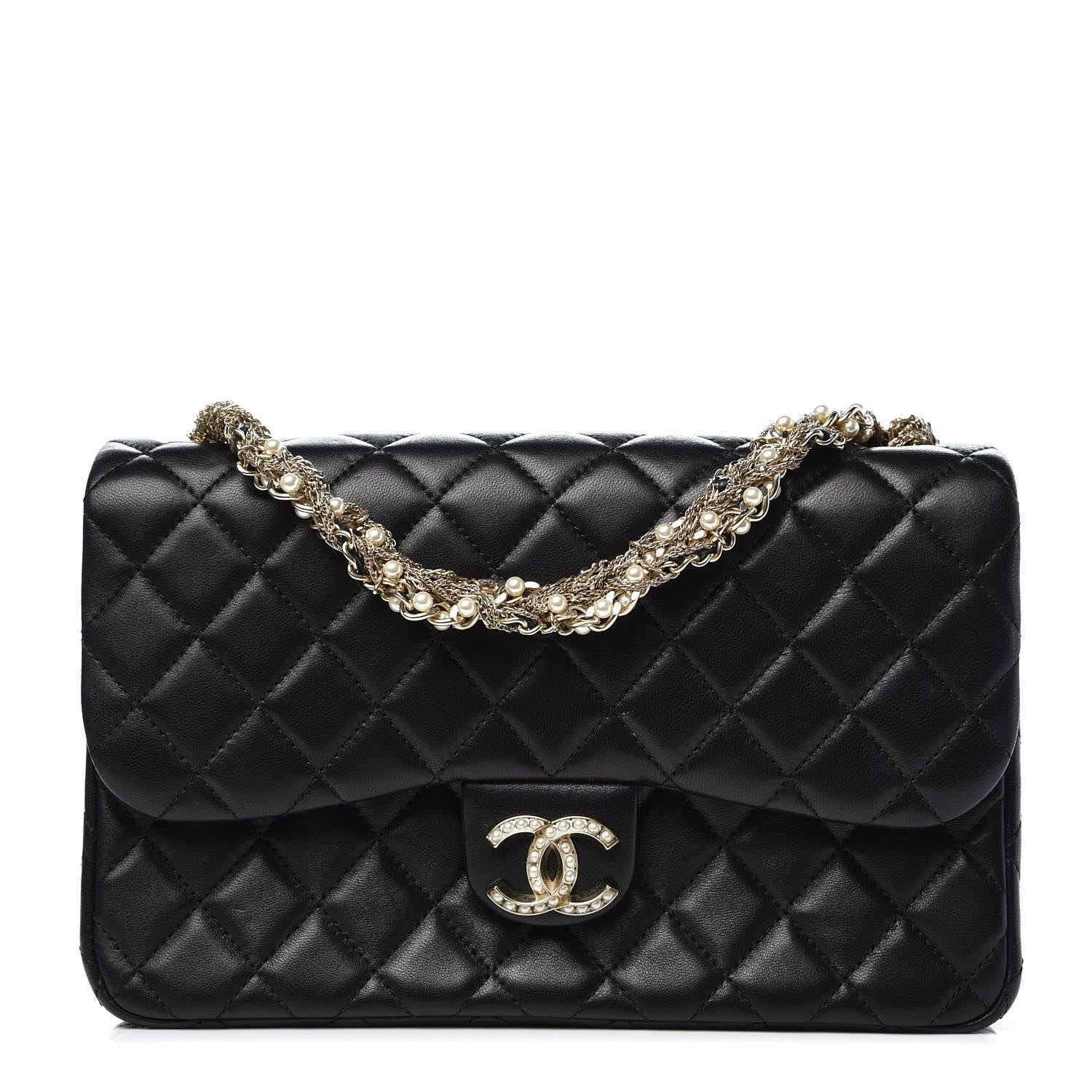 Chanel Lambskin Quilted Medium Westminster Pearl Flap Black 1 of 8