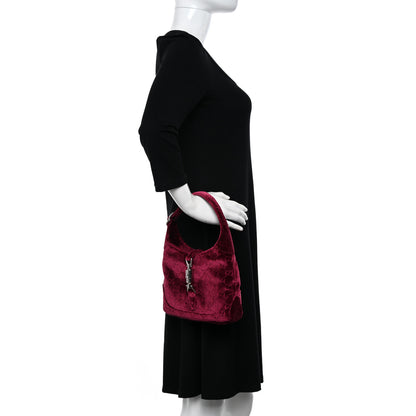 Gucci New Velvet Ashmir GG Monogram Small Jackie 1961 Hobo Red 3 of 11