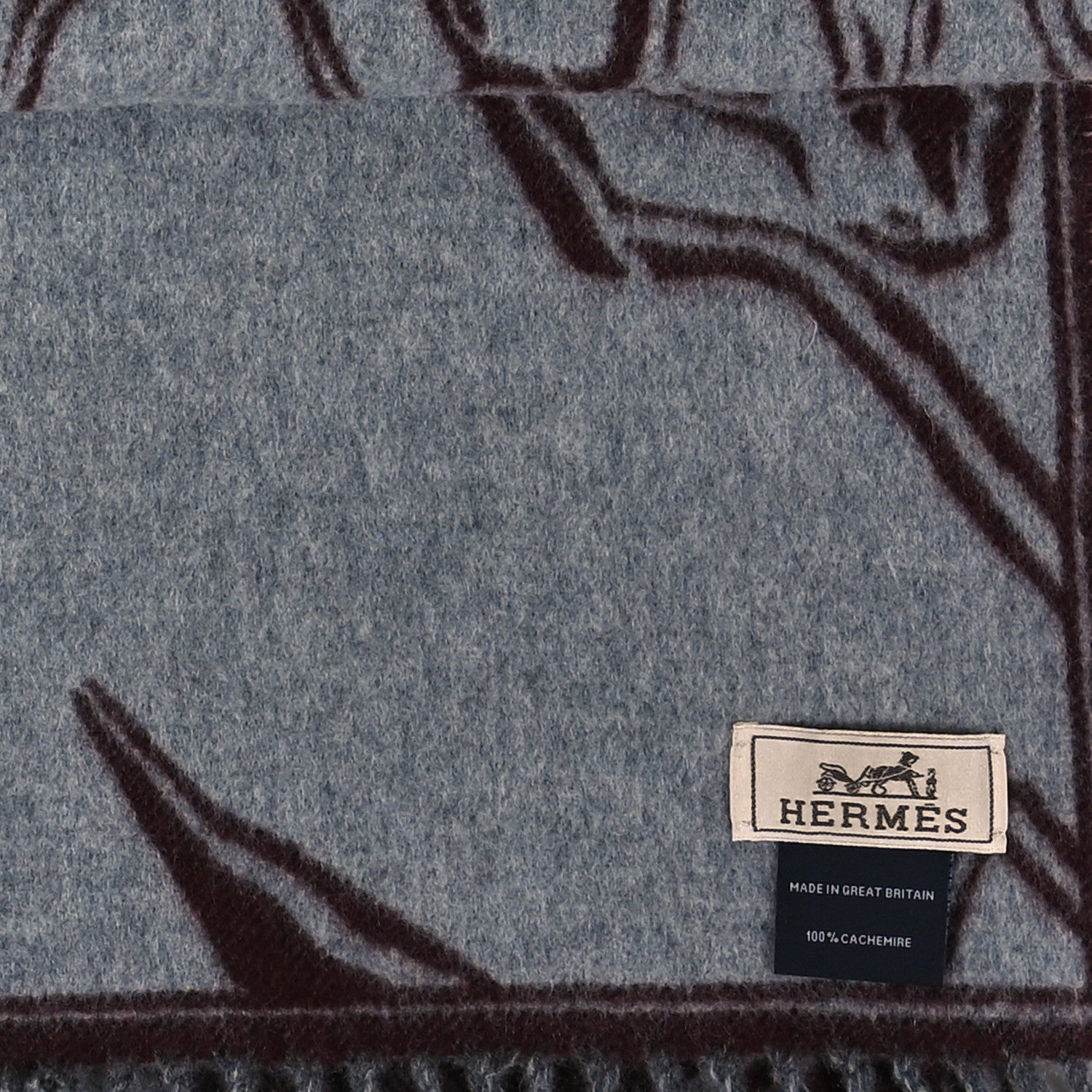 Hermes Cashmere La Danse Des Chevaux Muffler Bordeaux 3 of 3