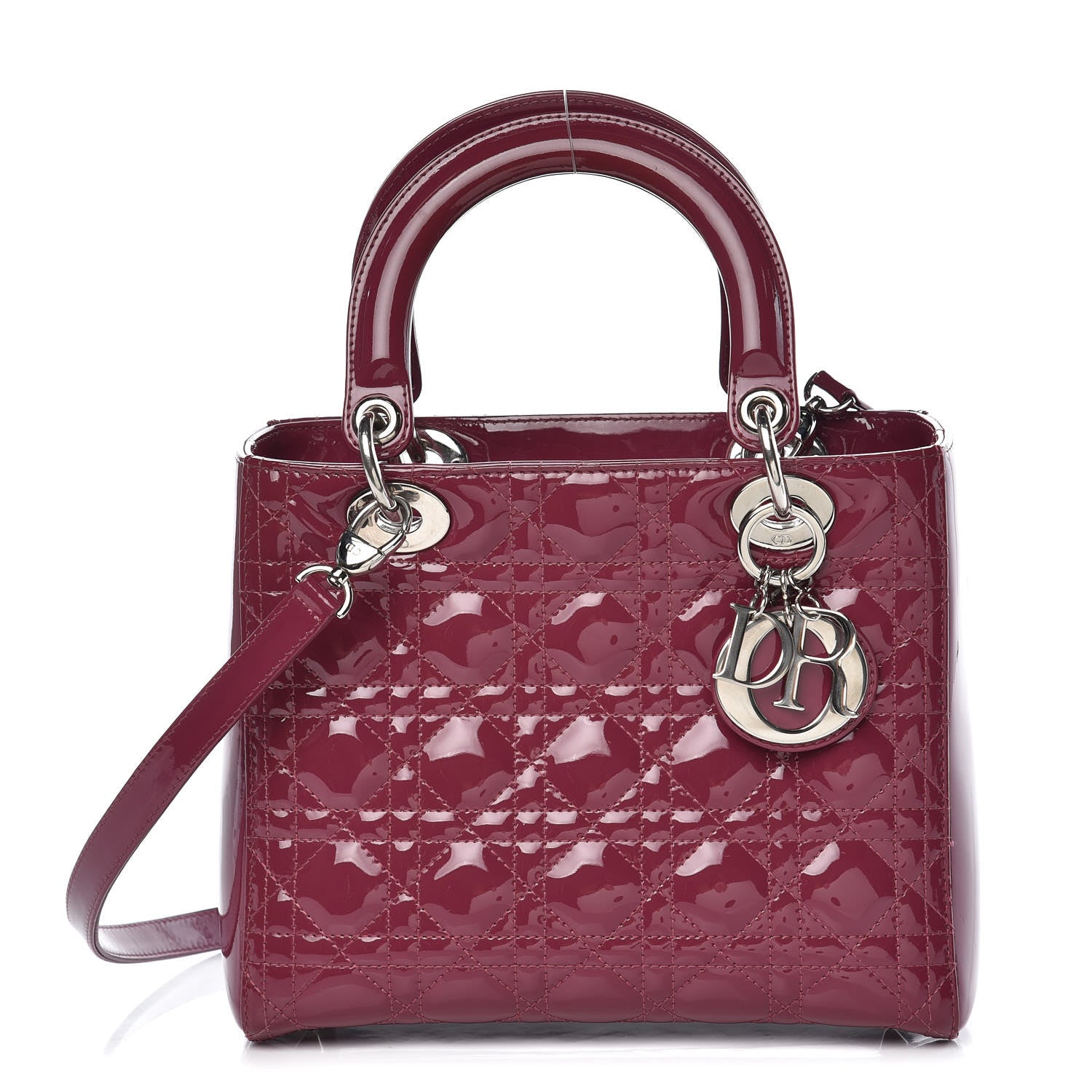 Christian Dior Patent Cannage Medium Lady Dior Dark Pink 1 of 10