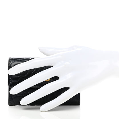 Chanel Lambskin Camellia Embossed Flap Card Holder Navy 2 of 8