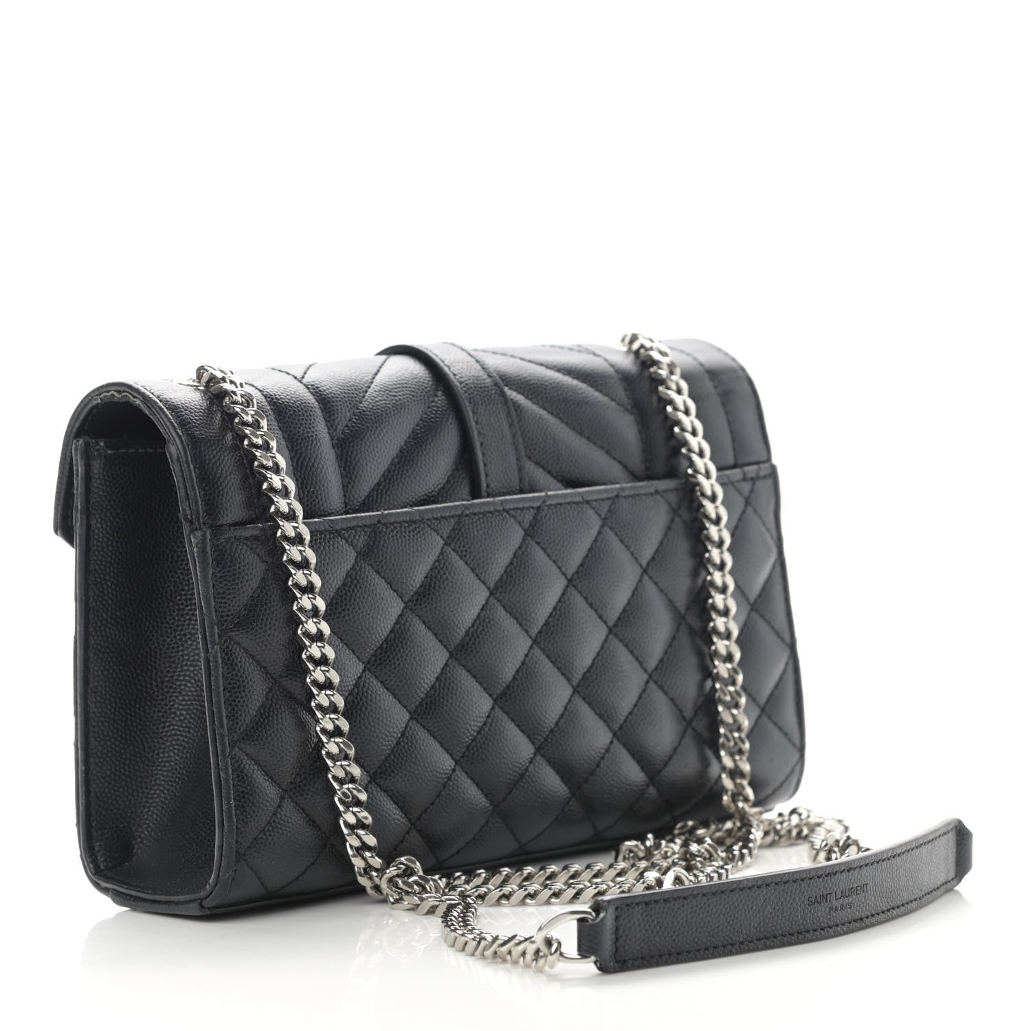Saint Laurent Grain De Poudre Tri-Quilt Small College Monogram Satchel Black 3 of 17