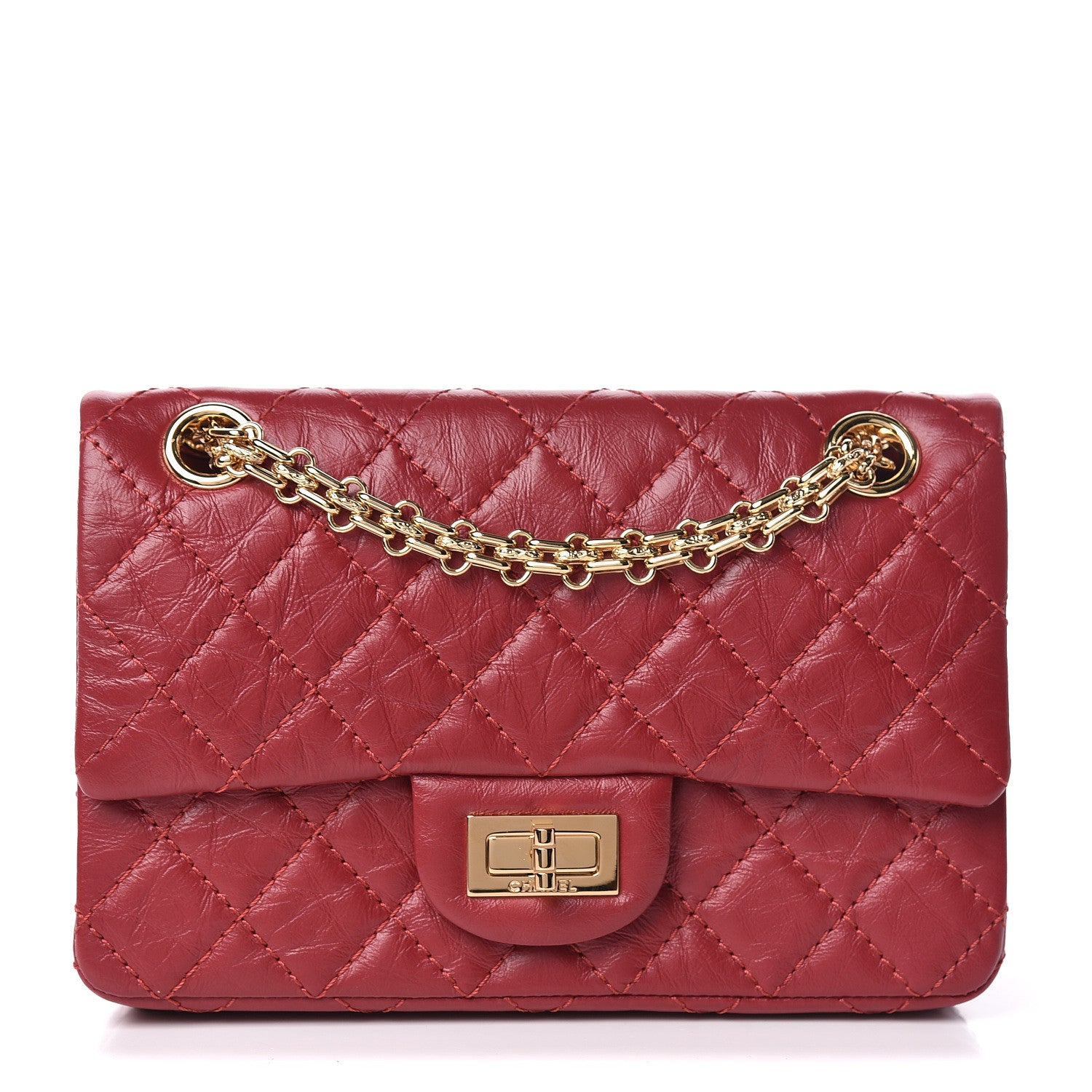 Chanel Aged Calfskin Quilted 2.55 Reissue Mini Flap Red 1 of 10