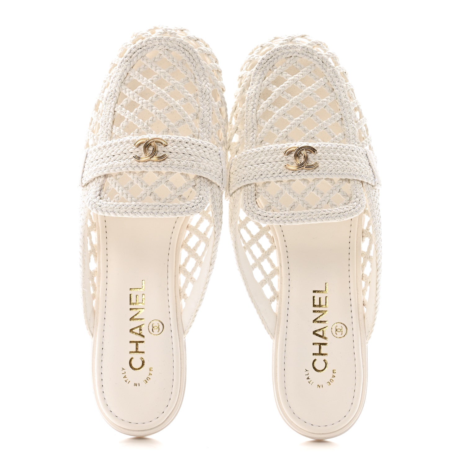 Chanel Braided Lambskin Mule Sandals 39 White 2 of 12