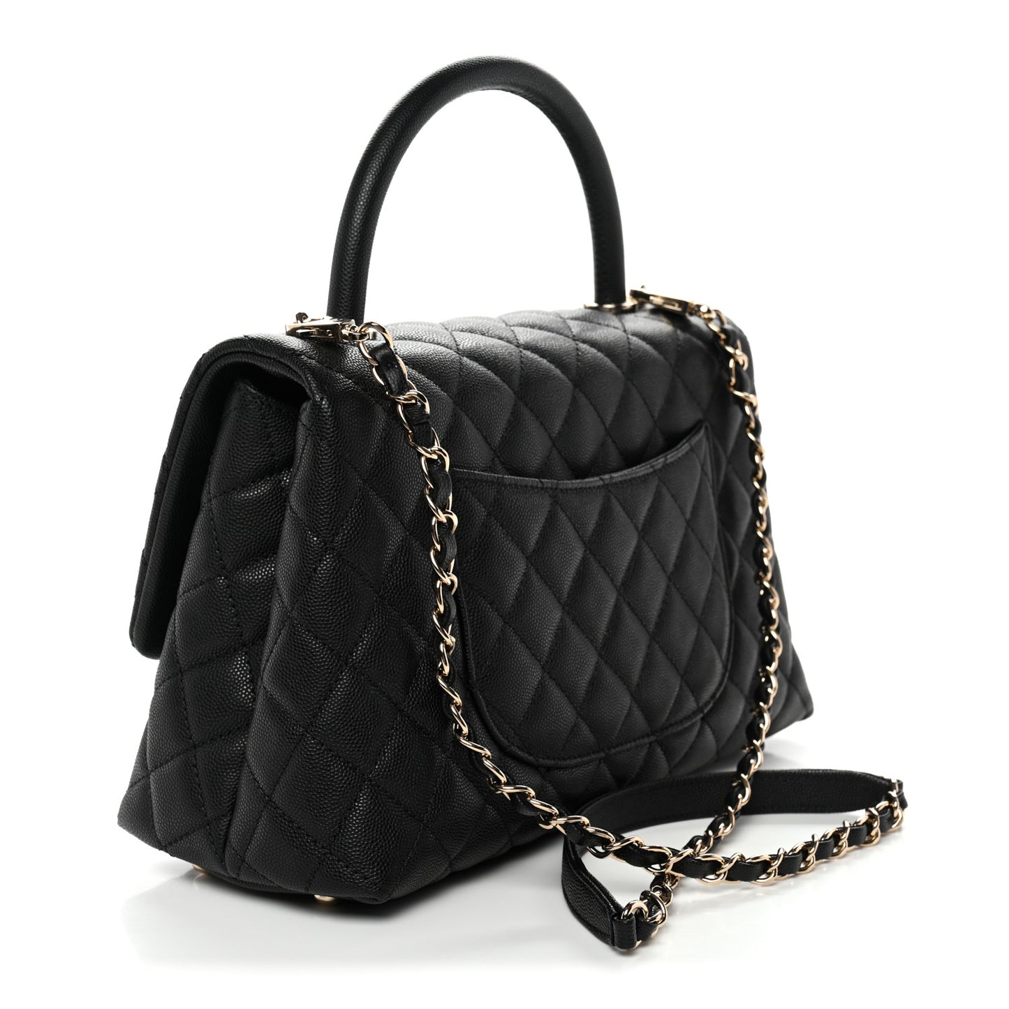 Caviar Quilted Small Coco Handle Flap Black