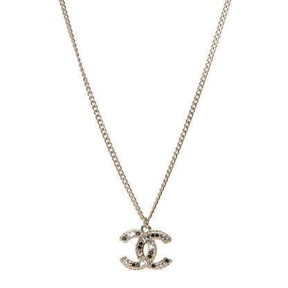 Chanel Baguette Crystal CC Necklace Light Gold Black 1 of 6