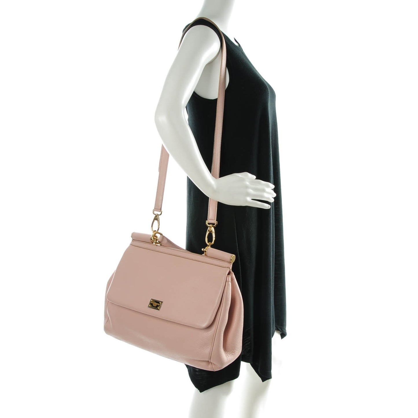 Grained Deerskin Large Miss Sicily Satchel Beige Rose