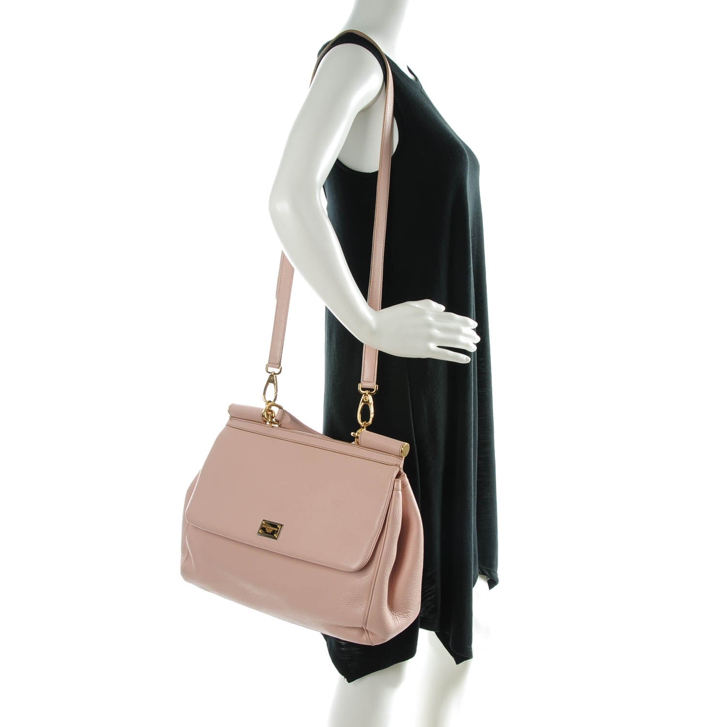 Dolce & Gabbana Grained Deerskin Large Miss Sicily Satchel Beige Rose 2 of 6