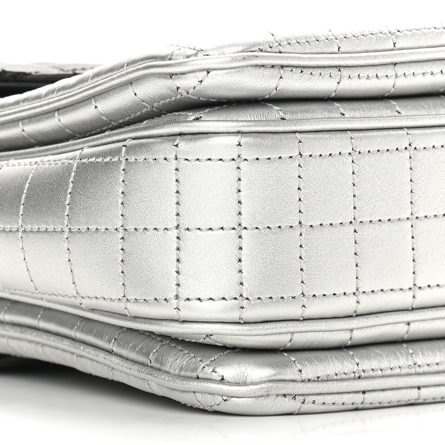 Calfskin Quilted Medium C Bag Silver Black