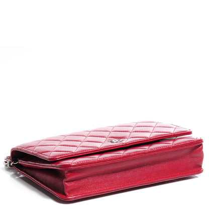 Chanel Lambskin Quilted Wallet On Chain WOC Red 4 of 9