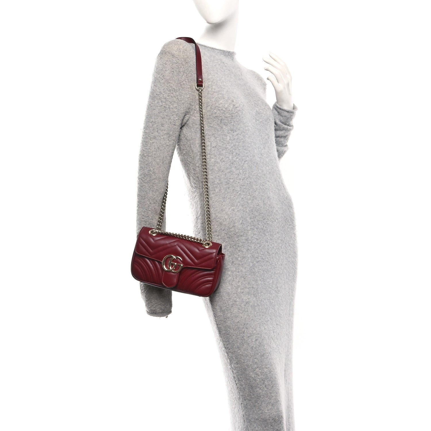 Gucci Calfskin Matelasse Mini GG Marmont Shoulder Bag Rosso Ancora 2 of 10