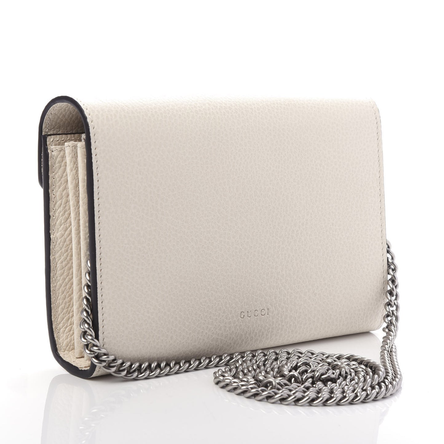 Dollar Calfskin Mini Dionysus Chain Wallet Mystic White