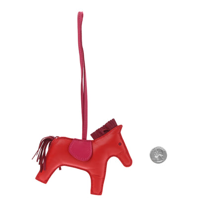 Hermes Milo Lambskin Grigri Rodeo Horse Bag Charm GM Rouge Indien Rubis Rose Mexico 2 of 4