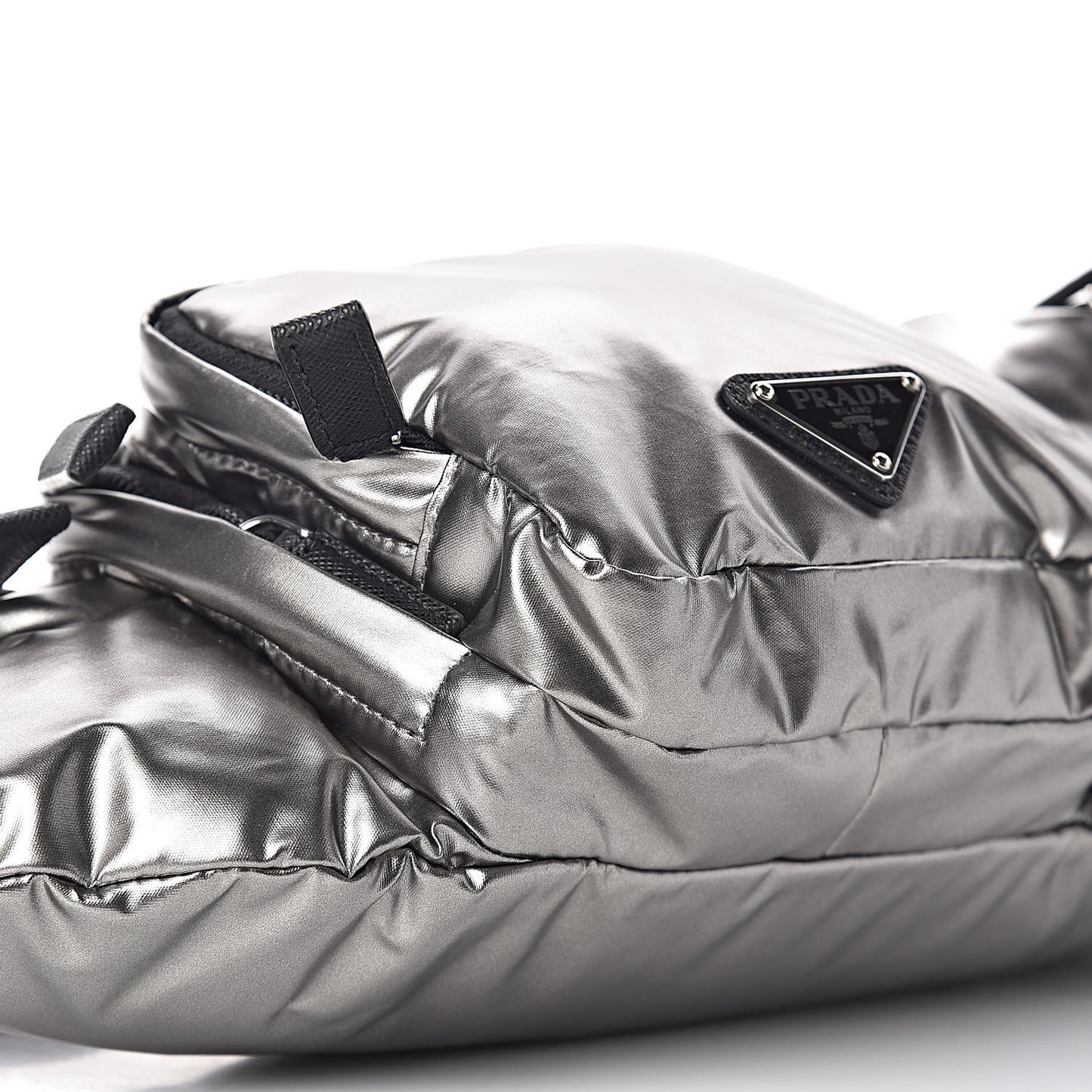 Metallic Tessuto Nylon Metal Triple Pocket Belt Bag Ferro