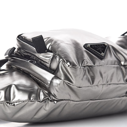 Prada Metallic Tessuto Nylon Metal Triple Pocket Belt Bag Ferro 8 of 9