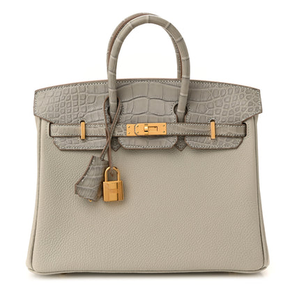 Hermes Togo Matte Alligator Birkin Touch 25 Gris Perle 1 of 11