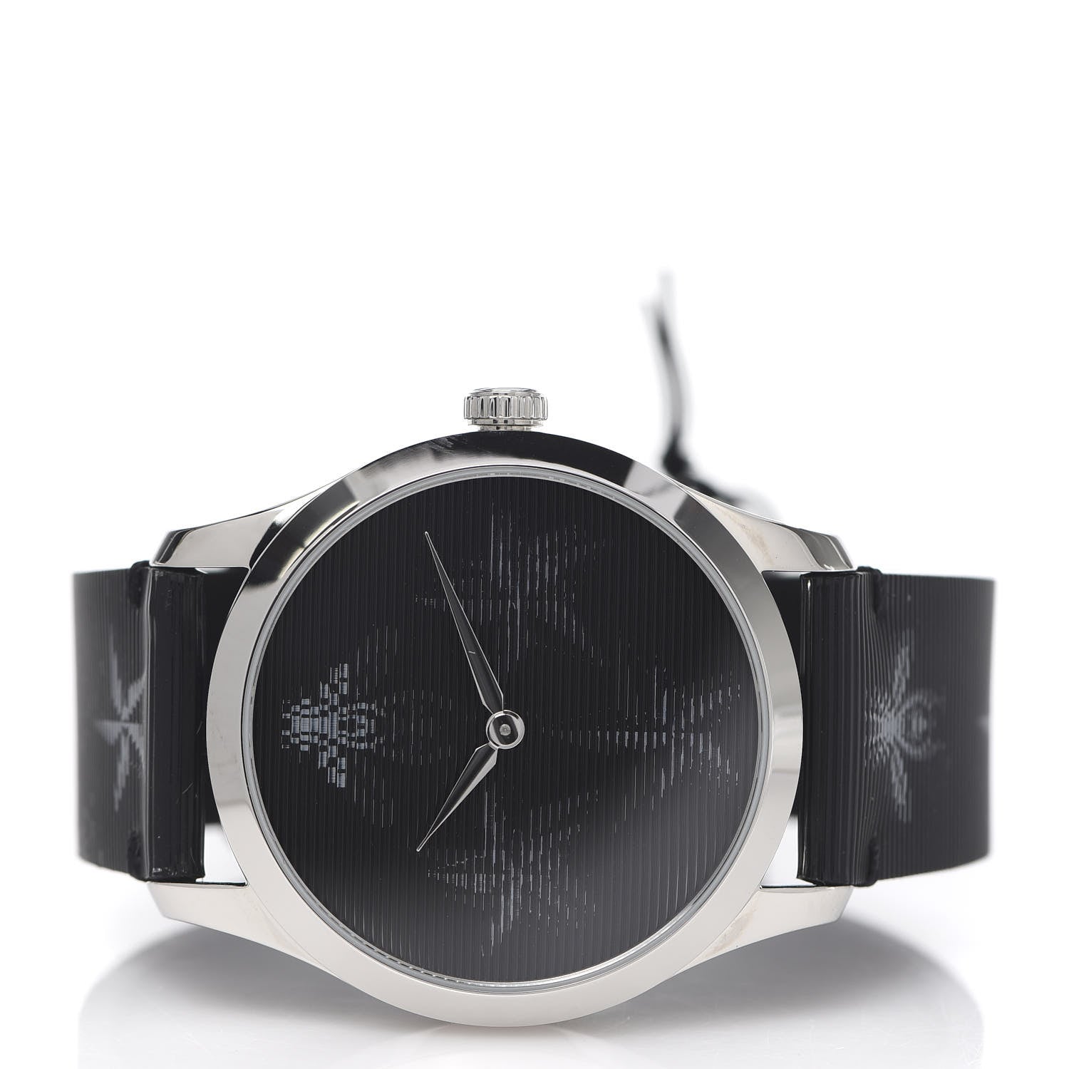 Gucci Stainless Steel Calfskin 38mm G-Timeless Bee Star Hologram Quartz Watch Black 3 of 6