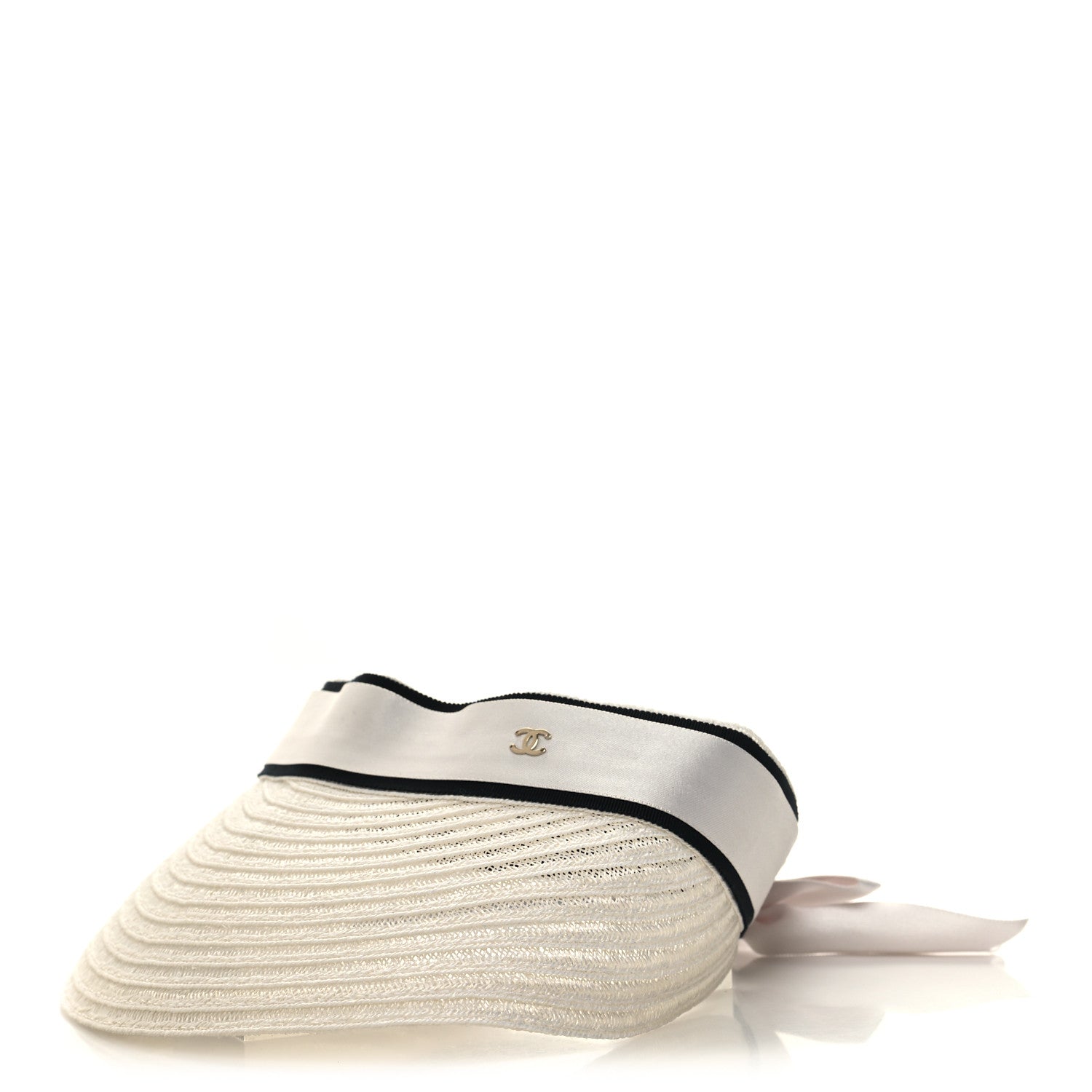 Chanel Abaca Cotton Ribbon Visor S Ecru White 2 of 8