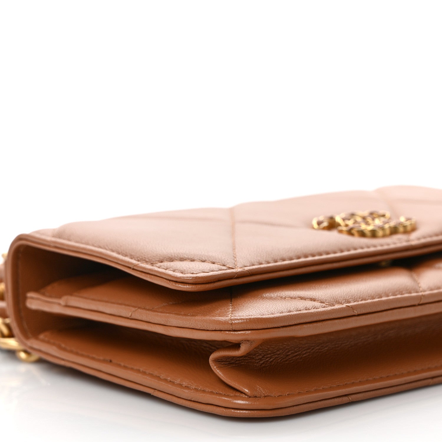 Chanel Goatskin Quilted Chanel 19 Wallet On Chain WOC Brown 8 of 11