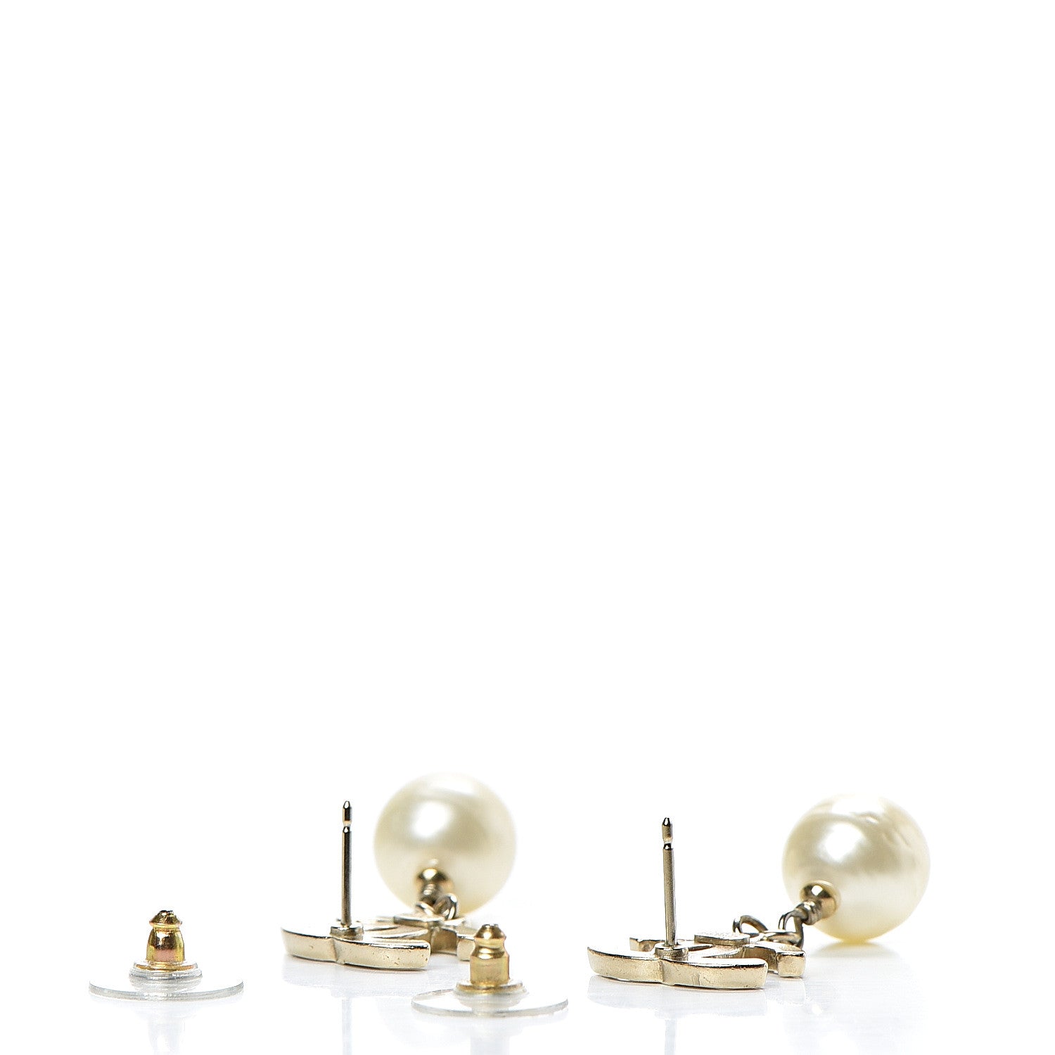 Chanel Enamel CC Pearl Drop Earrings Gold 3 of 4