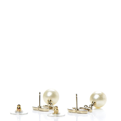 Chanel Enamel CC Pearl Drop Earrings Gold 3 of 4