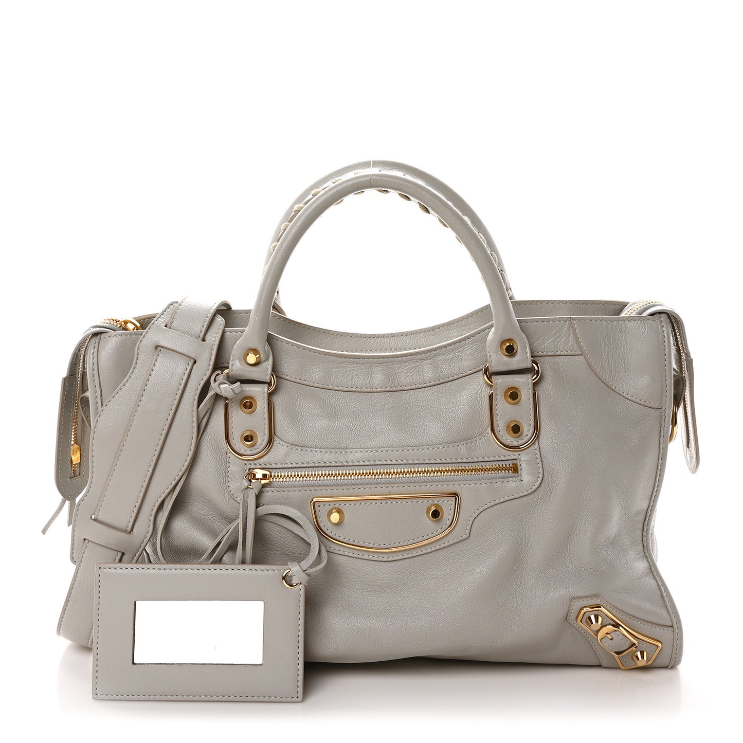 Agneau Gold Metallic Edge Hardware City Gris Glace