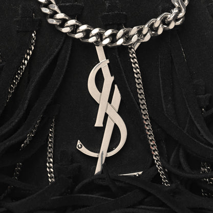 Saint Laurent Suede Fringe Chain Small Monogram Satchel Black 7 of 10