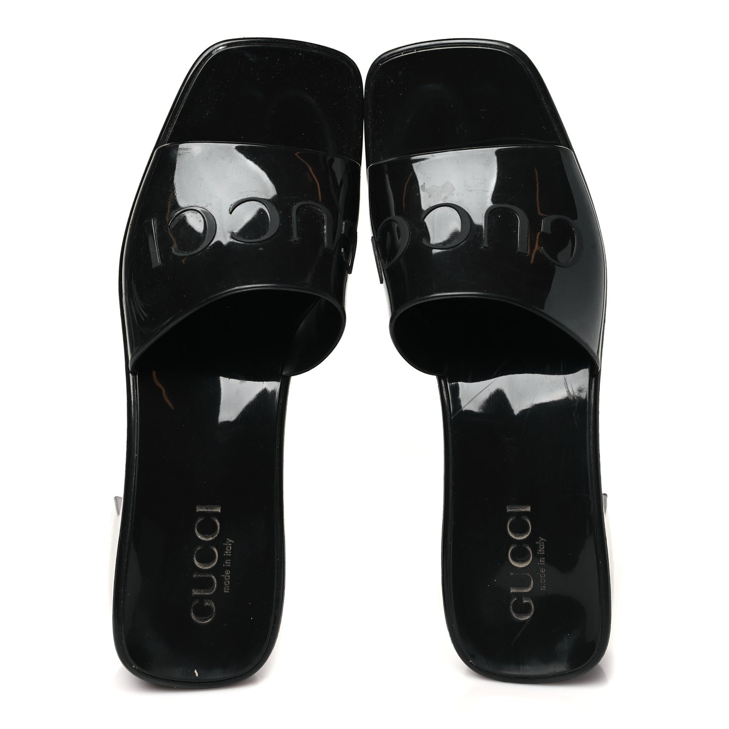 Rubber Gucci Logo Womens Platform 20/60mm Slide Sandals 37 Black