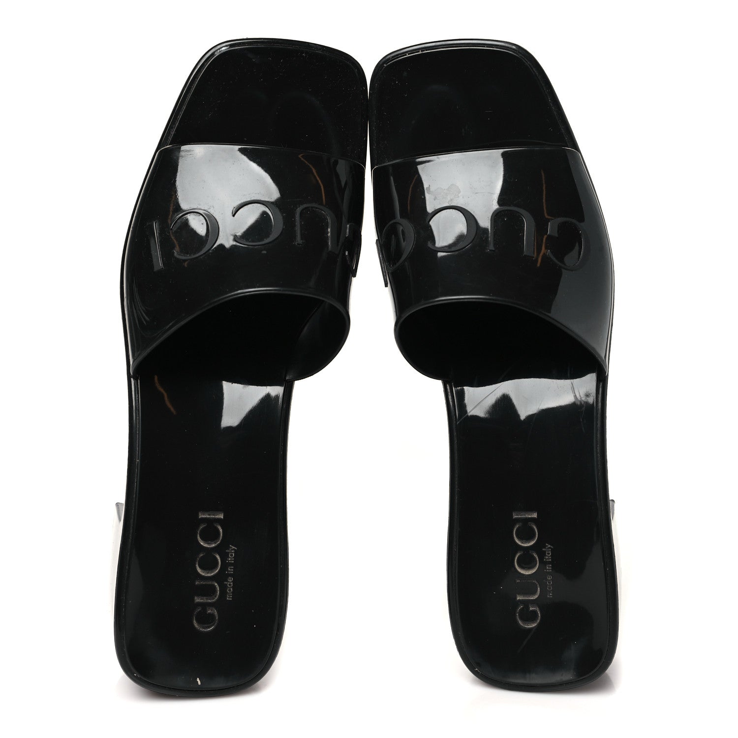 Gucci Rubber Gucci Logo Womens Platform 20/60mm Slide Sandals 37 Black 2 of 10