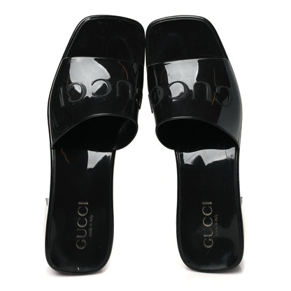Gucci Rubber Gucci Logo Womens Platform 20/60mm Slide Sandals 37 Black 2 of 10