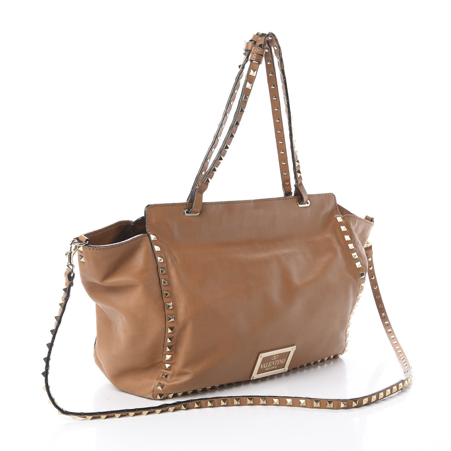 Vitello Medium Rockstud Tote Camel