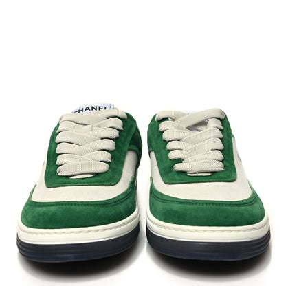 Chanel Suede Kidskin Womens CC Sneakers 38 White Green 2 of 9
