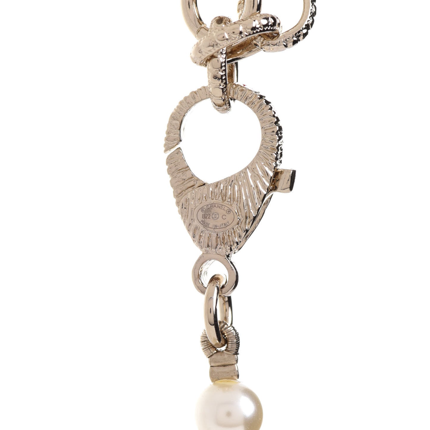 Pearl Crystal CC Camellia Short Necklace Gold