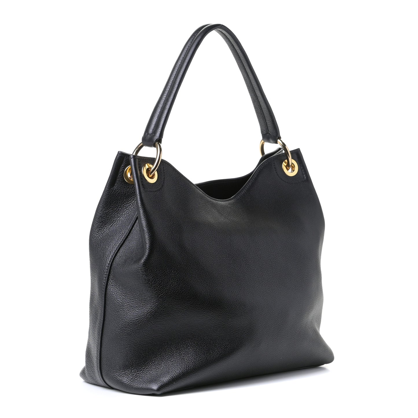 Vitello Phenix Embossed Logo Hobo Black