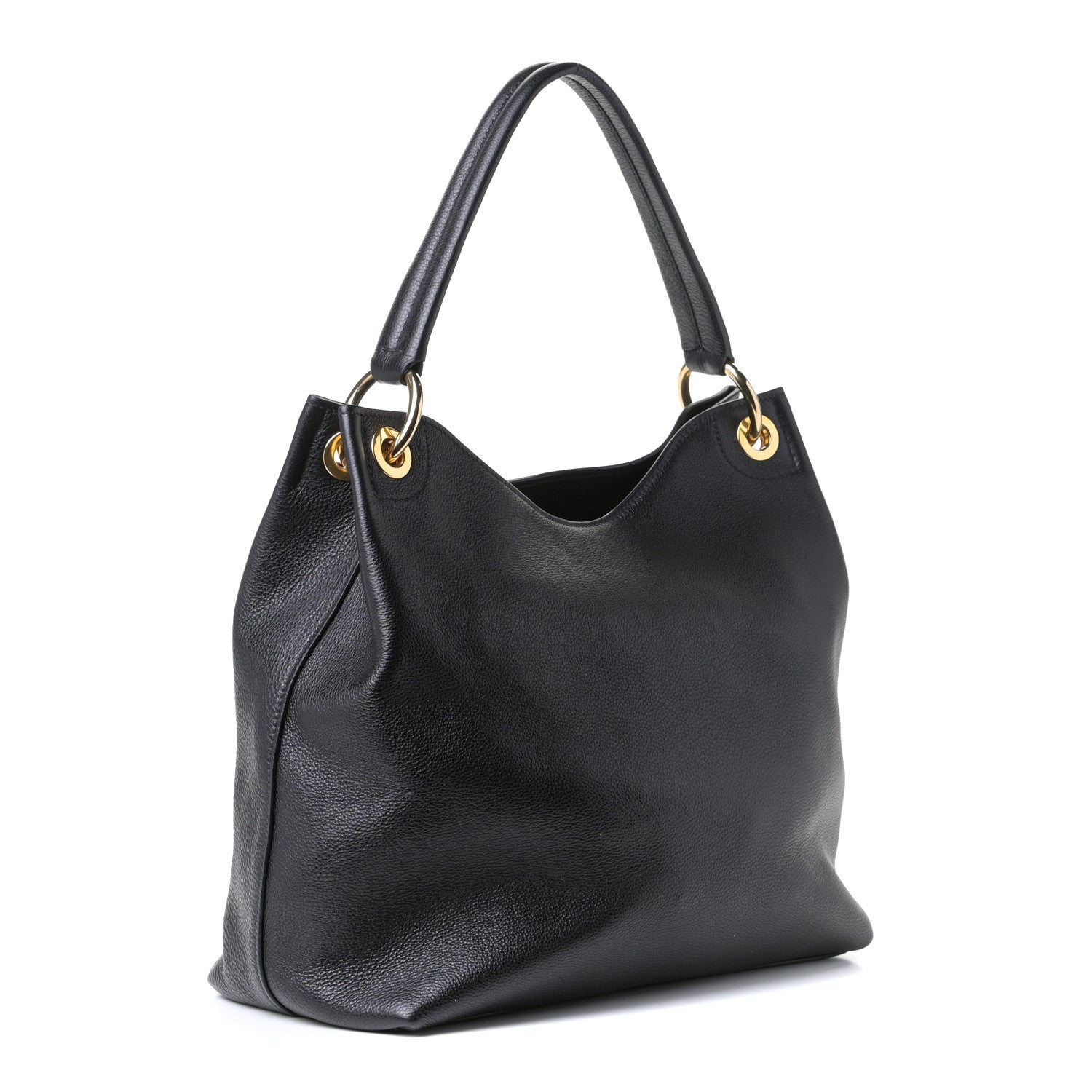 Prada Vitello Phenix Embossed Logo Hobo Black 2 of 4