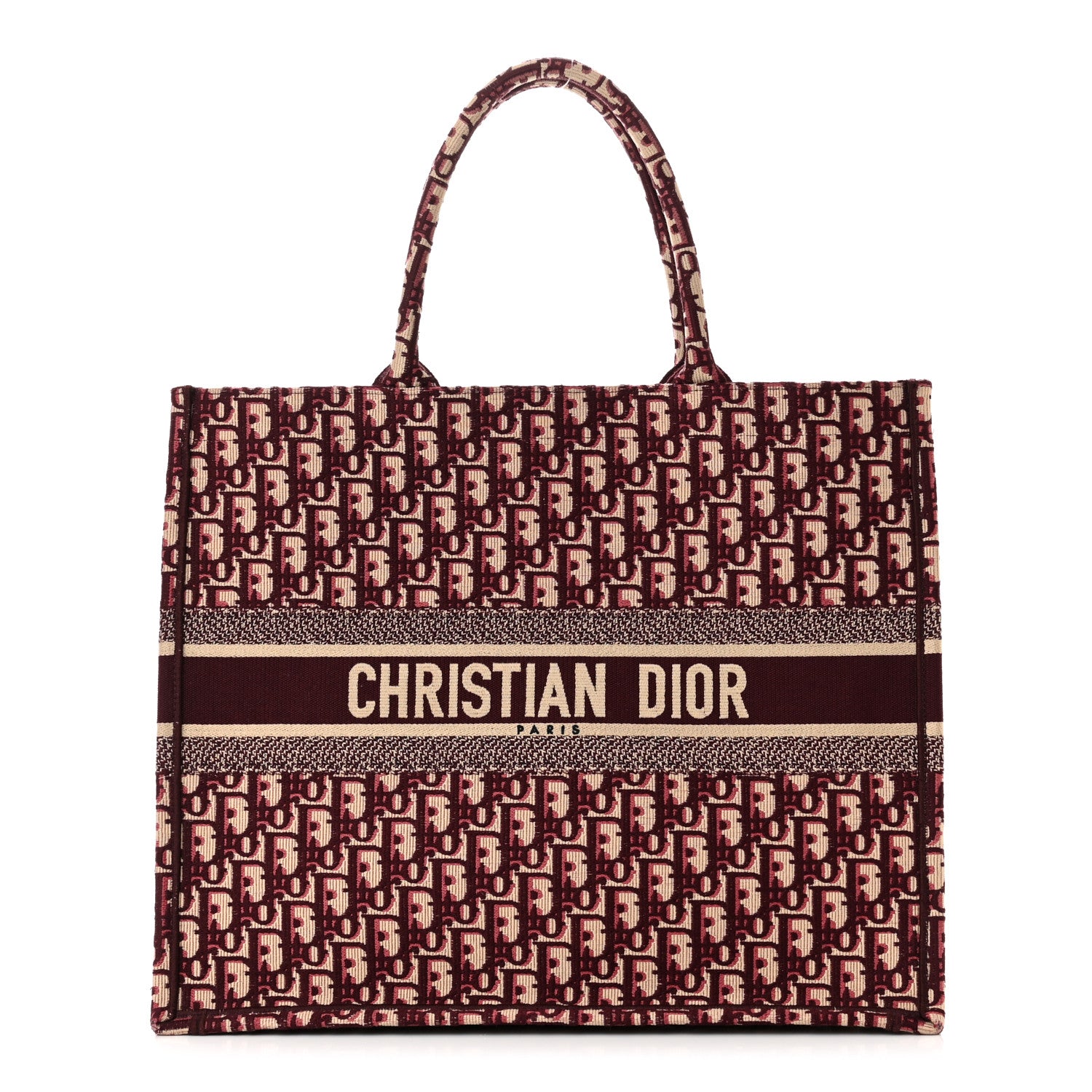 Christian Dior CHRISTIAN DIOR Oblique Large Book Tote Burgundy Multicolor 1 of 9