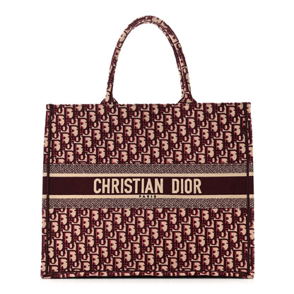 Christian Dior CHRISTIAN DIOR Oblique Large Book Tote Burgundy Multicolor 1 of 9