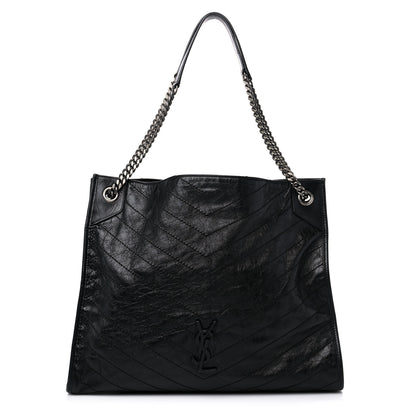 Saint Laurent Crinkled Calfskin Matelasse Monogram Niki Shoulder Bag Black 1 of 13