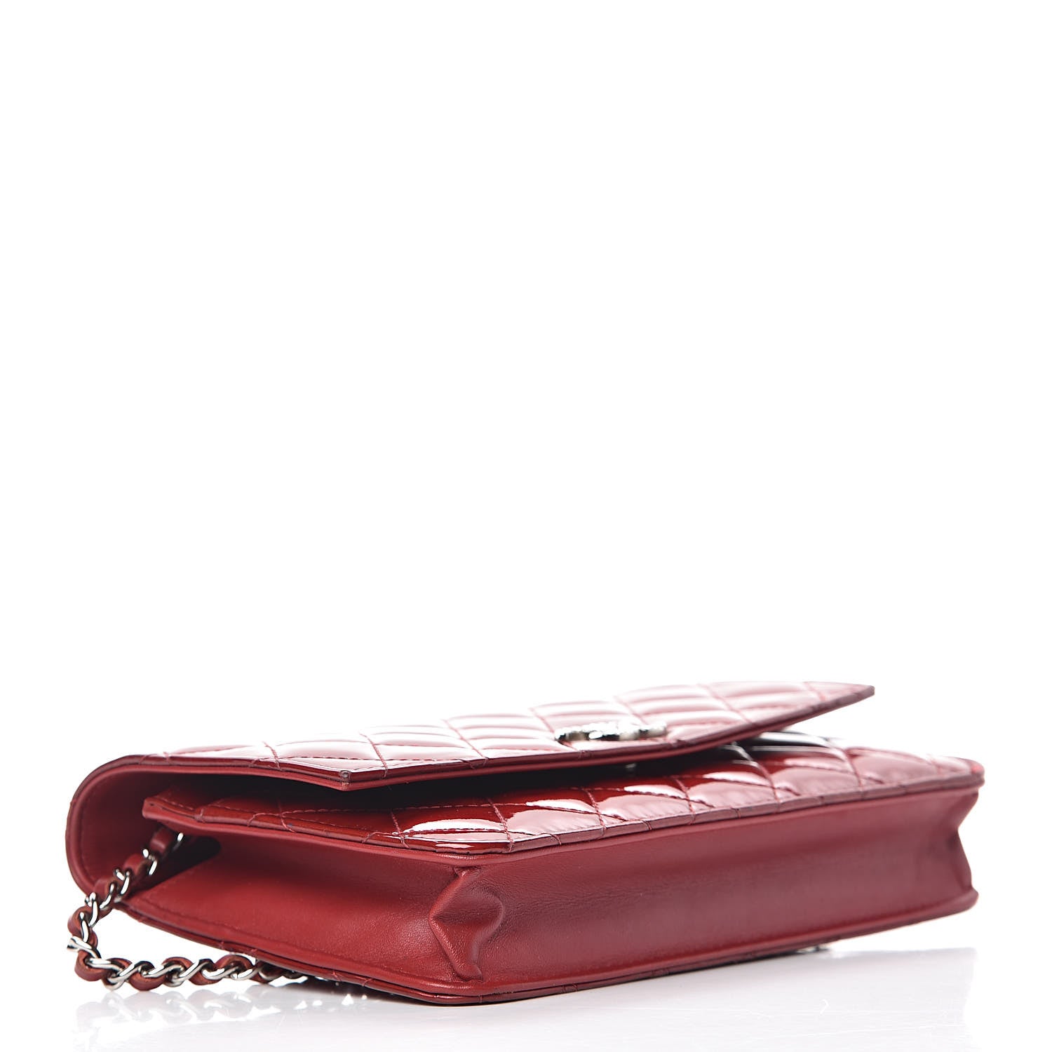 Chanel Patent Quilted Brilliant Wallet On Chain WOC Red 4 of 20