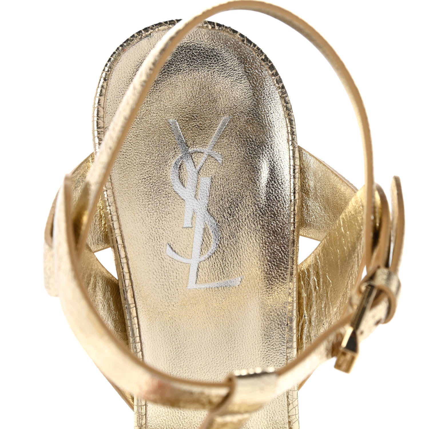 Saint Laurent Supercrack Calfskin Tribute 105 Platform Sandals 39 Platino 6 of 8