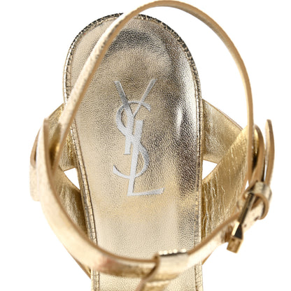 Saint Laurent Supercrack Calfskin Tribute 105 Platform Sandals 39 Platino 6 of 8