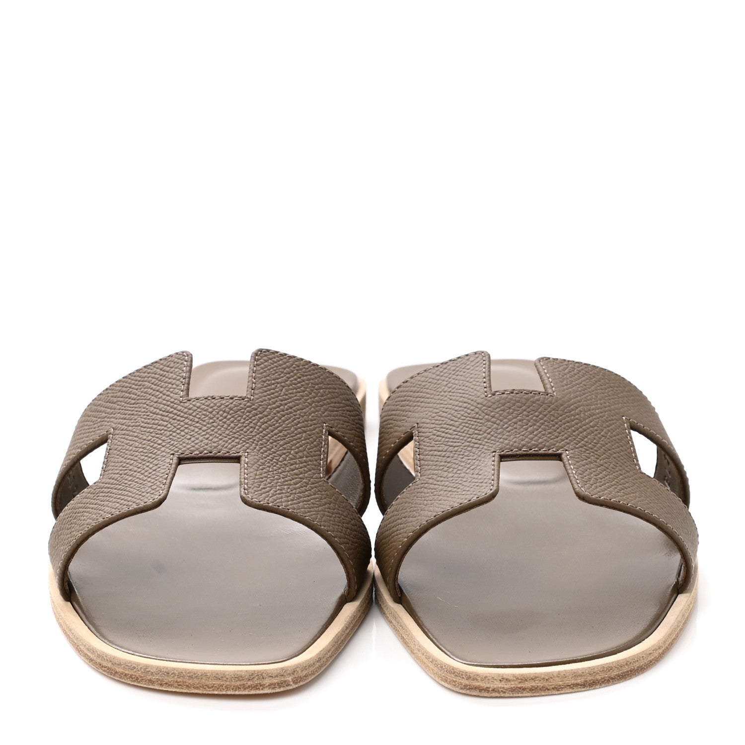 Hermes Epsom Oran Sandals 37 Etoupe 2 of 9