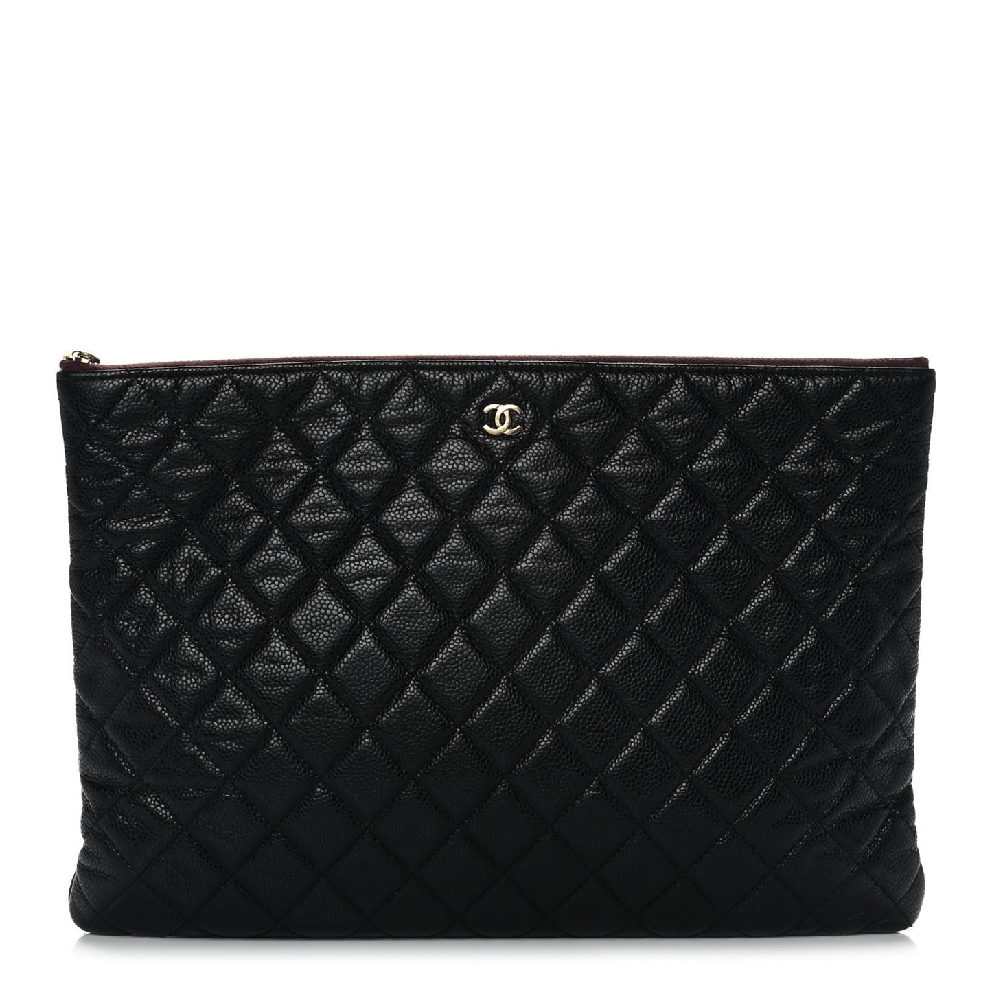Caviar Quilted Large Cosmetic Case Black
