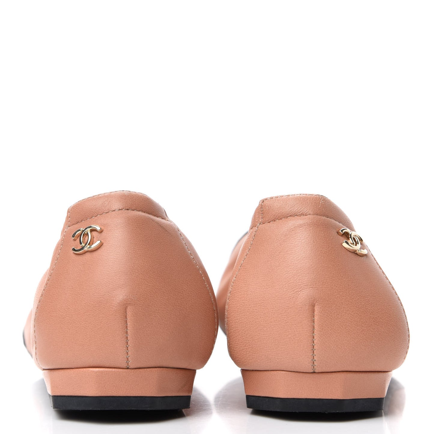 Lambskin Suede CC Elastic Cap Toe Ballerina Flats 38 Pink Black