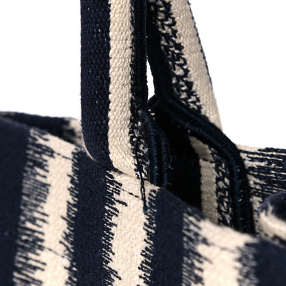 Christian Dior Canvas Embroidered Large Striped Book Tote Navy 11 of 13